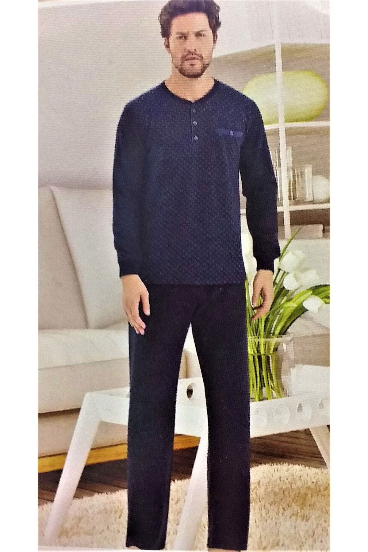 Erkek Pijama Takımı Selanik Takım Indigo-antrasit