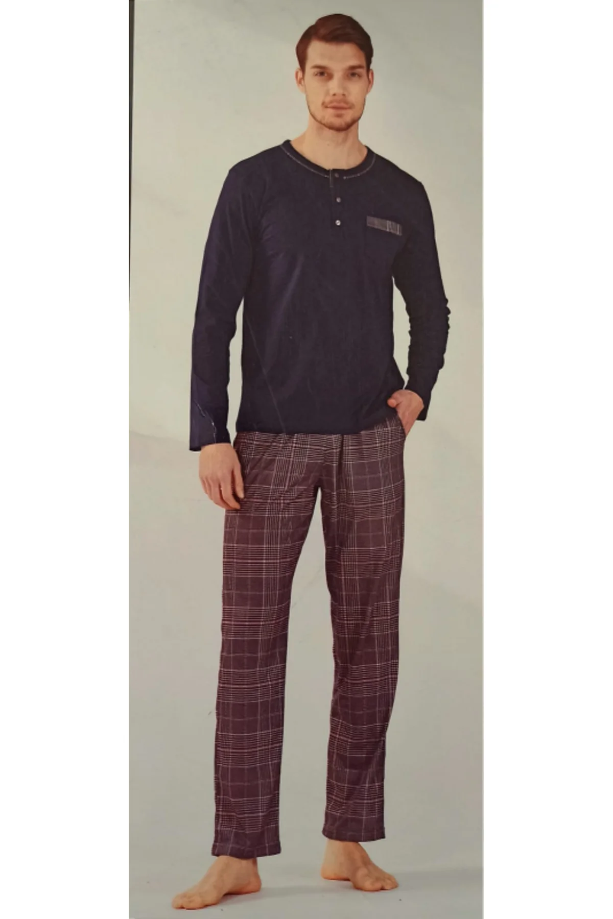 Erkek Pijama Takımı Lacivert S Beden