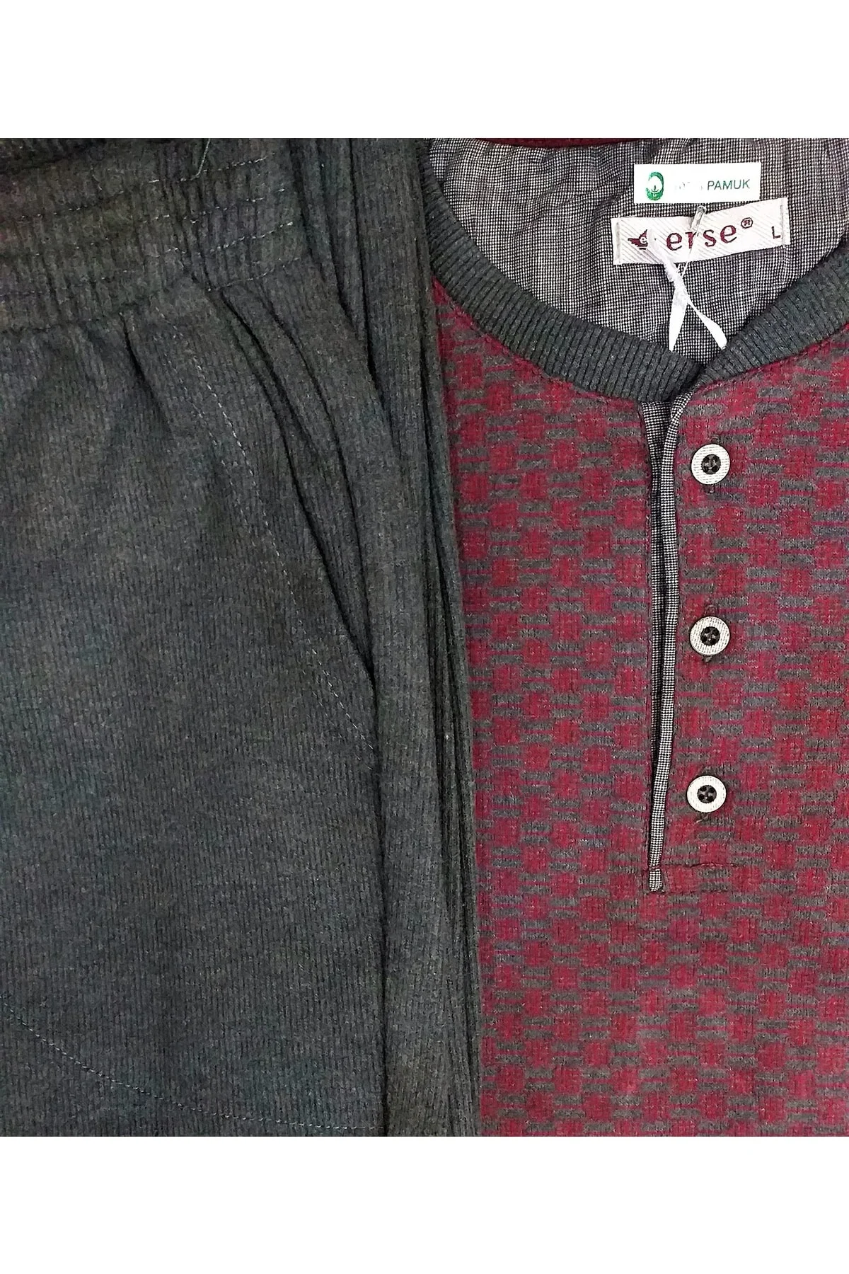 Erkek Pijama Takımı Selanik Takım Bordo-antrasit