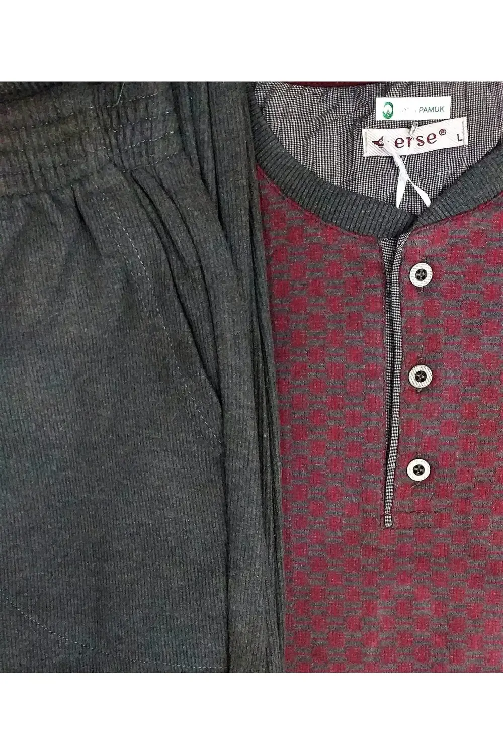 Erkek Pijama Takımı Selanik Takım Bordo-antrasit