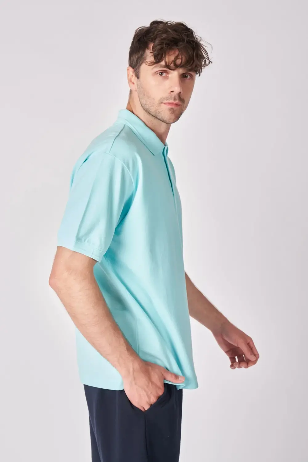 Erkek Polo Yaka Kısa Kollu Regular Fit Basic Tişört Turkuaz