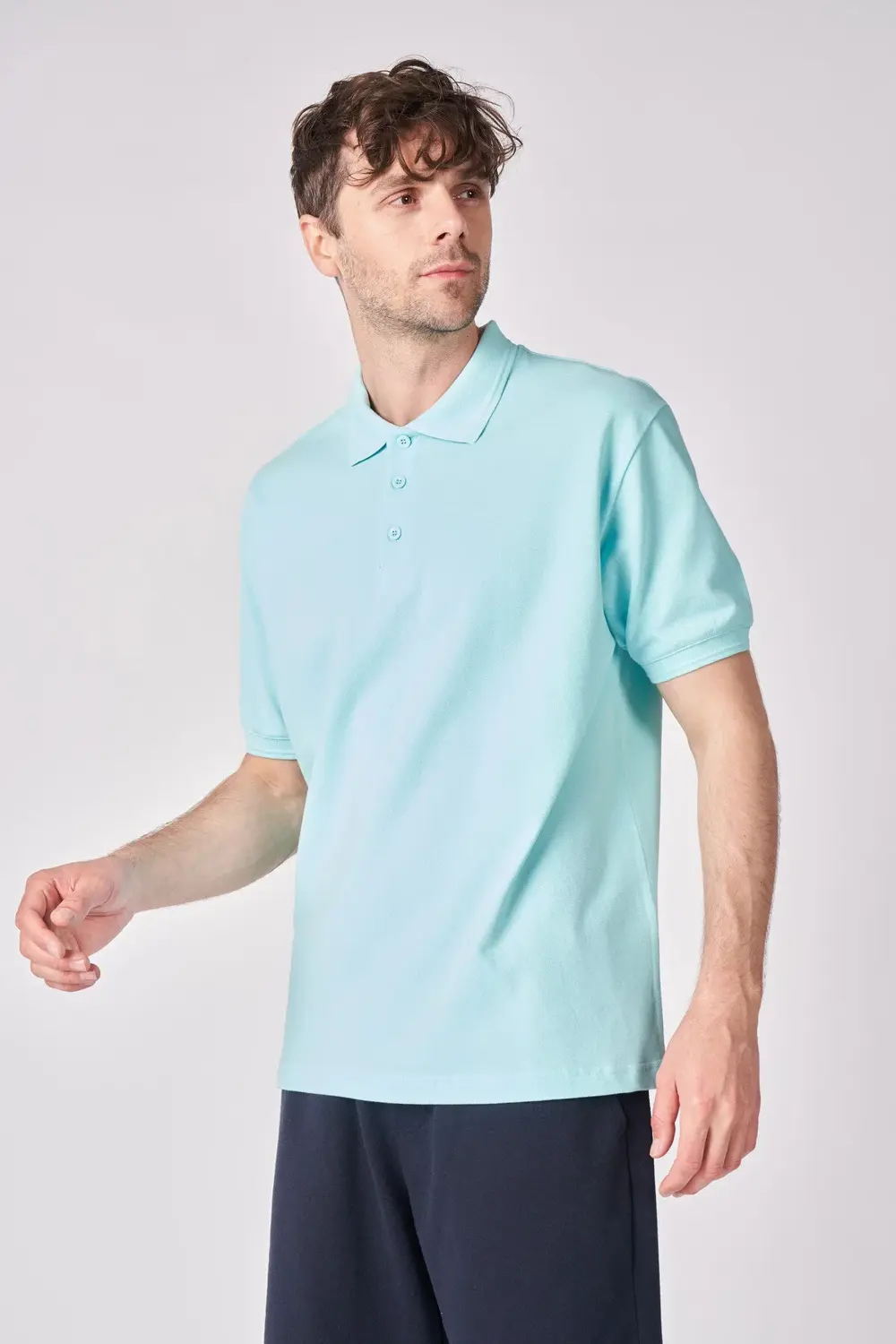 Erkek Polo Yaka Kısa Kollu Regular Fit Basic Tişört Turkuaz