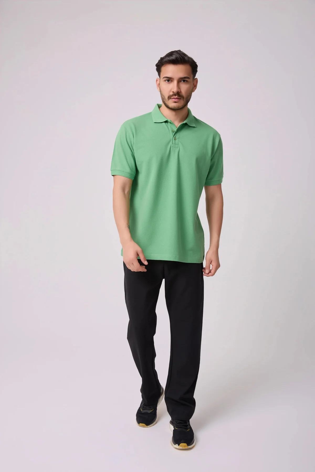 Erkek Polo Yaka Kısa Kollu Regular Fit Basic Tişört Yeşil