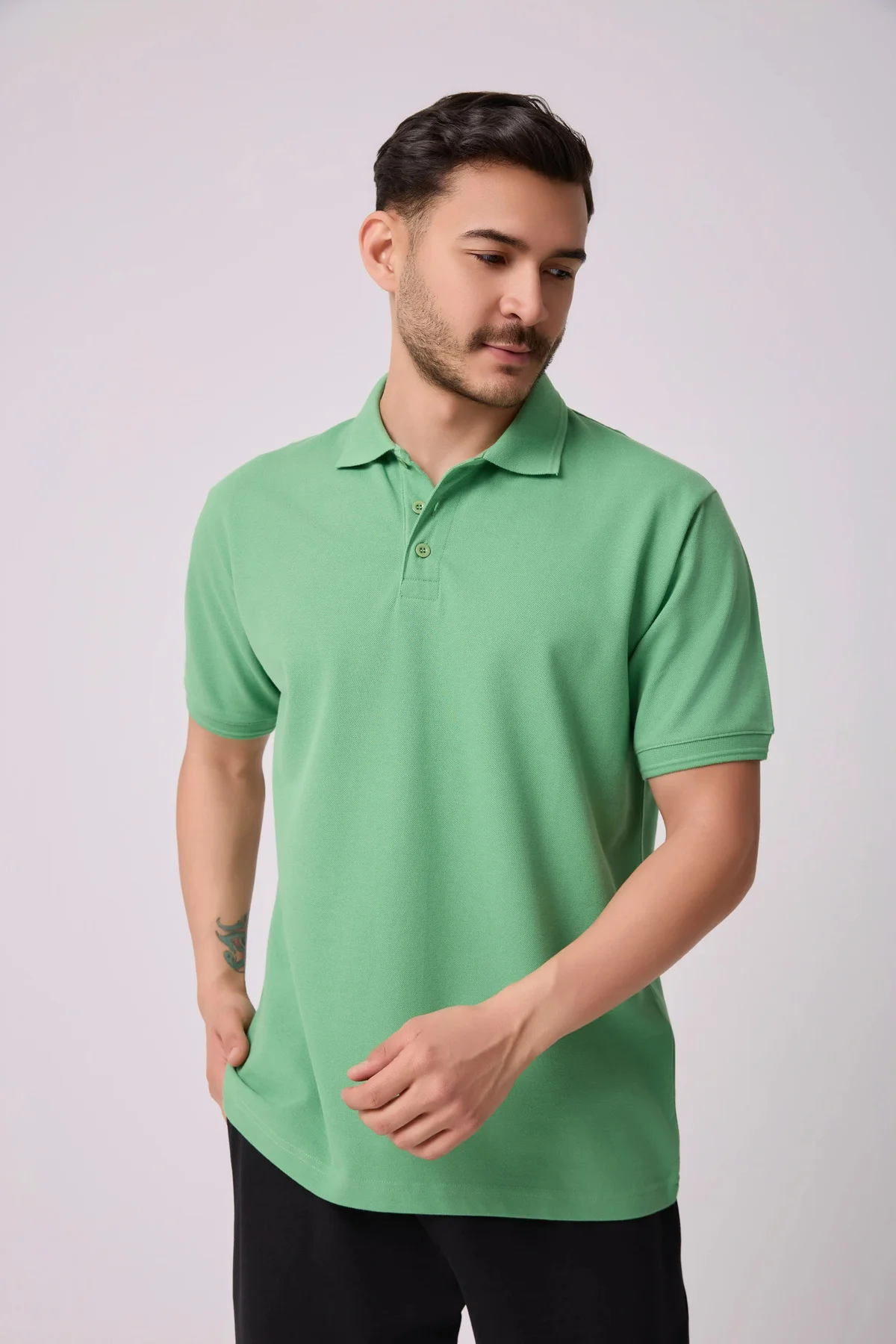 Erkek Polo Yaka Kısa Kollu Regular Fit Basic Tişört Yeşil