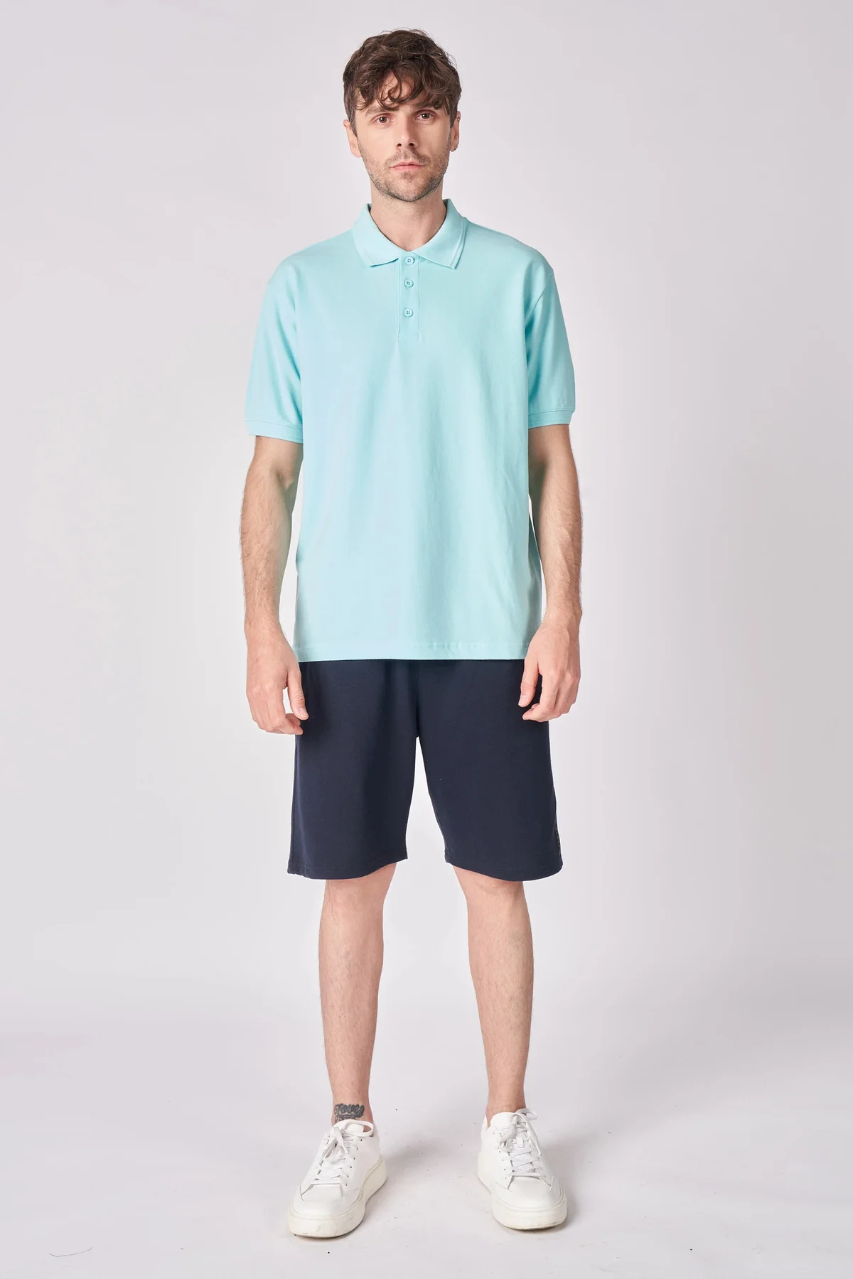 Erkek Polo Yaka Kısa Kollu Regular Fit Basic Tişört Turkuaz
