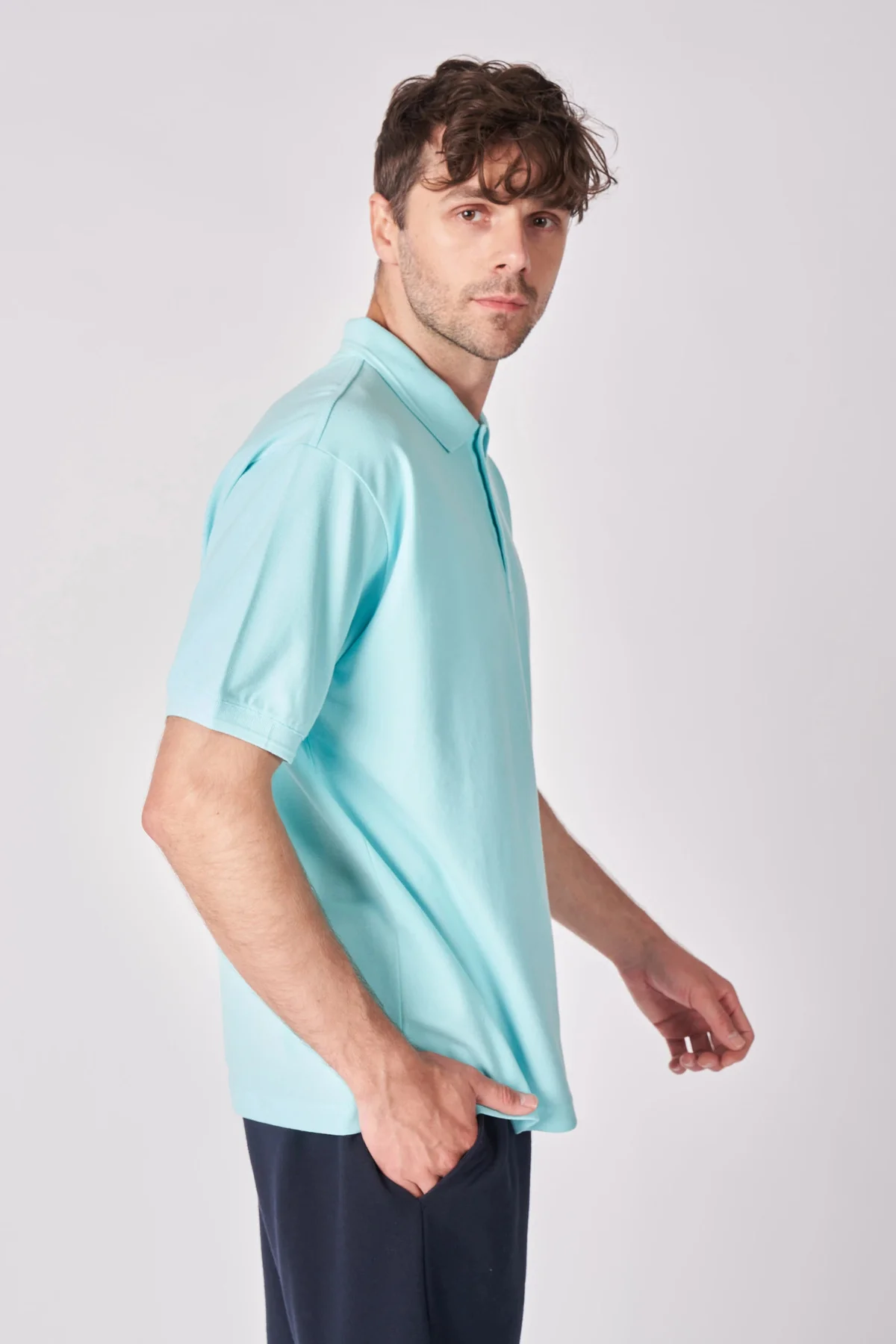 Erkek Polo Yaka Kısa Kollu Regular Fit Basic Tişört Turkuaz