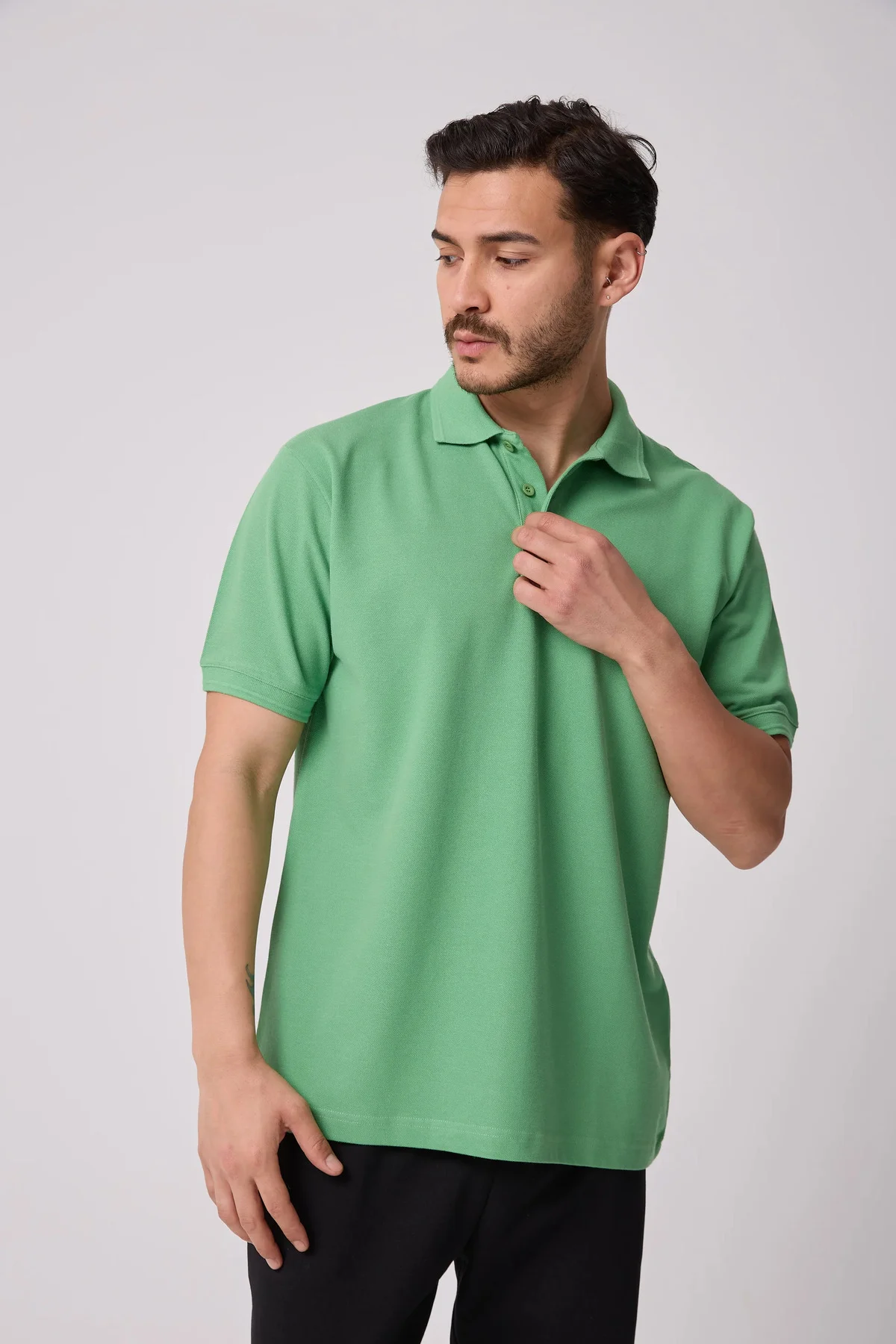 Erkek Polo Yaka Kısa Kollu Regular Fit Basic Tişört Yeşil