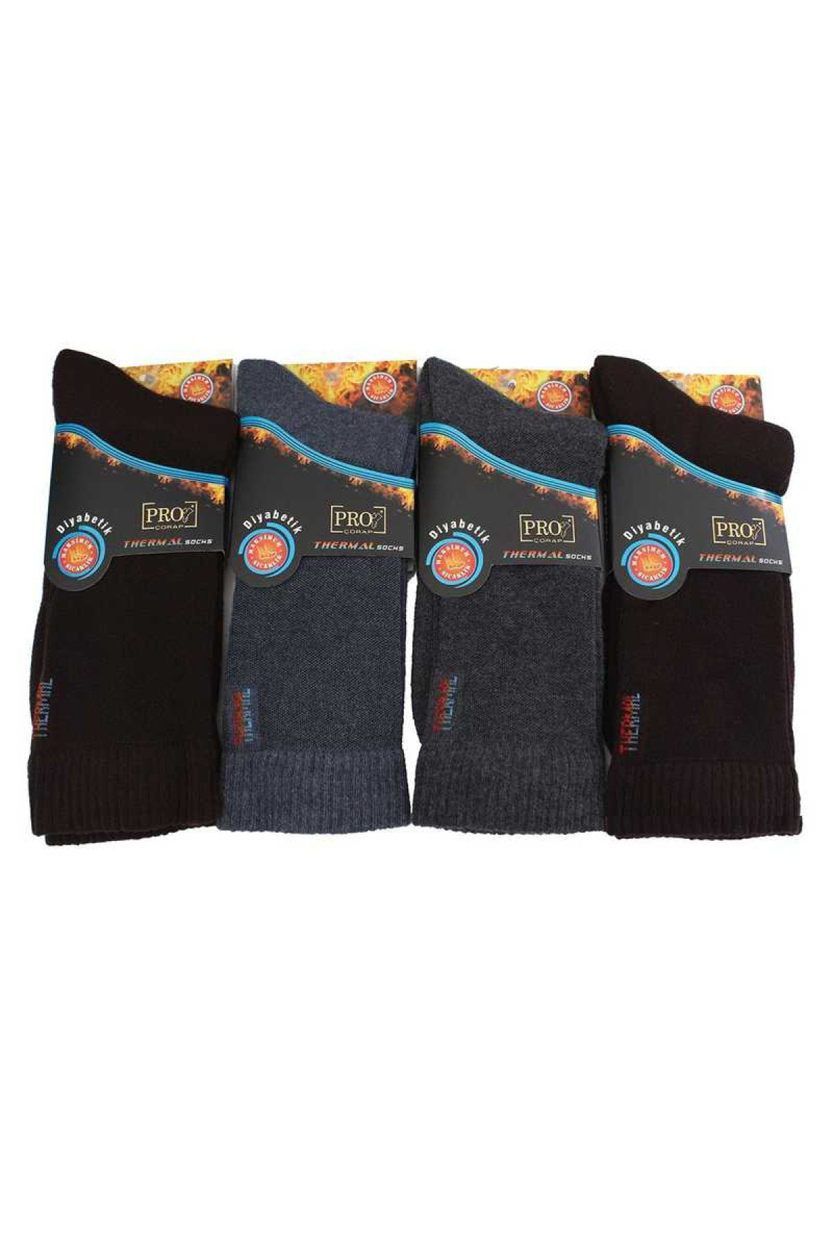 Erkek Renkli 6 Çift Diyabetik Termal Havlu Çorap