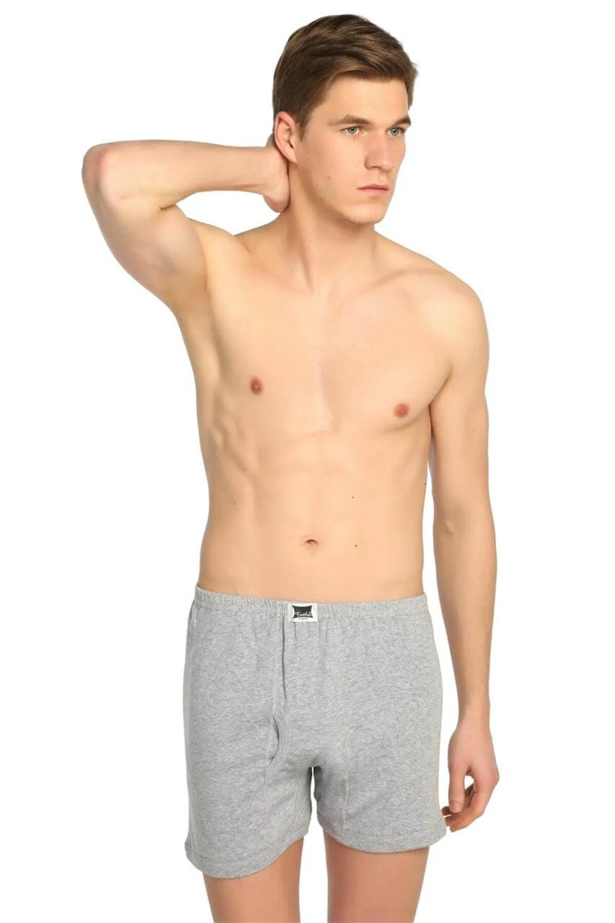 Erkek Ribana (Likralı) Arjantin (Paçalı) Boxer 12'li Paket (Gri)