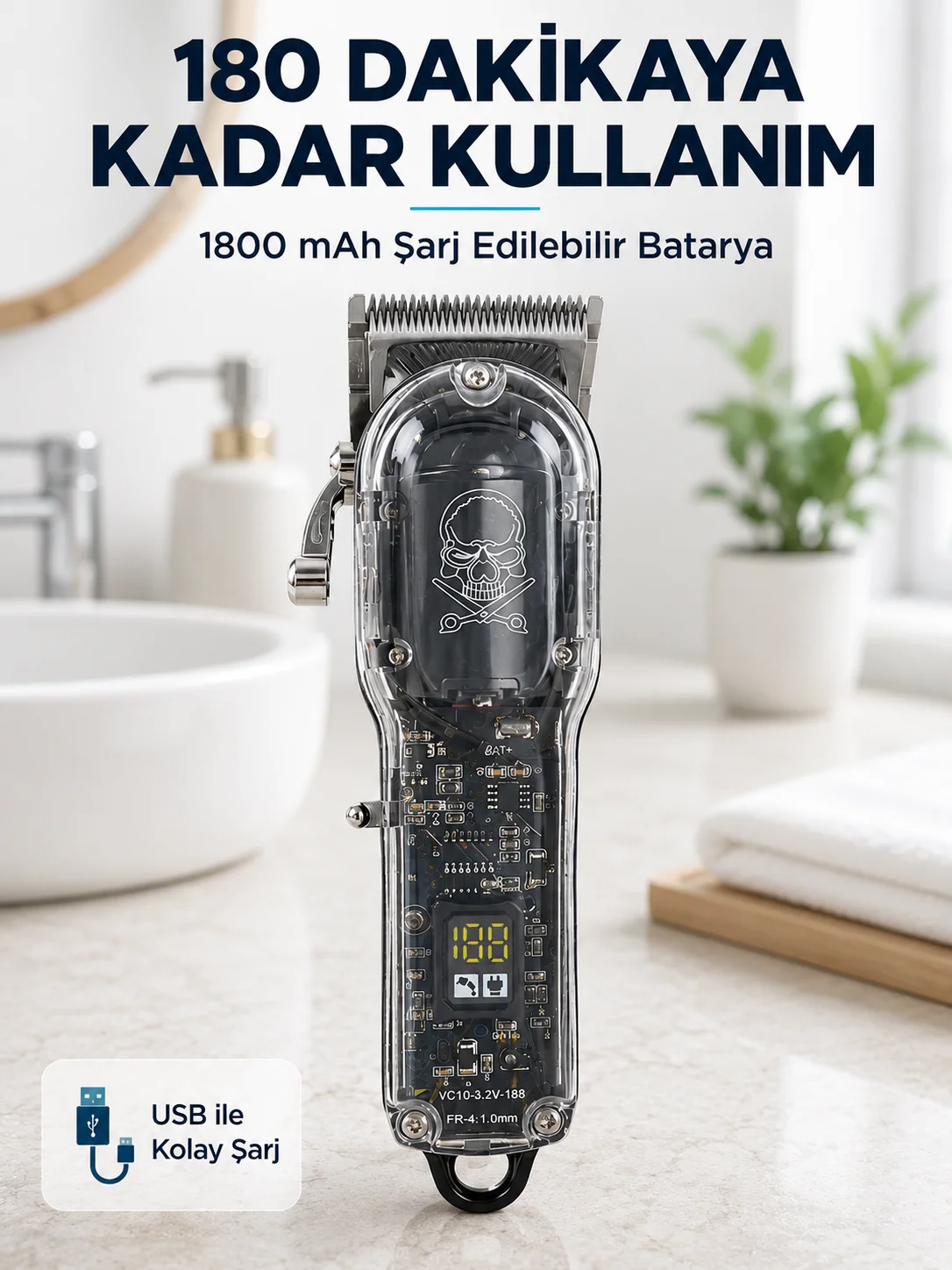 Erkek Saç Tıraş Makinesi Ayarlanabilir Bıçaklı 4 Taraklı 180 Dakika Kullanımlı LCD Ekranlı Şarjlı Fiyatı, Yorumları ve Özellikleri