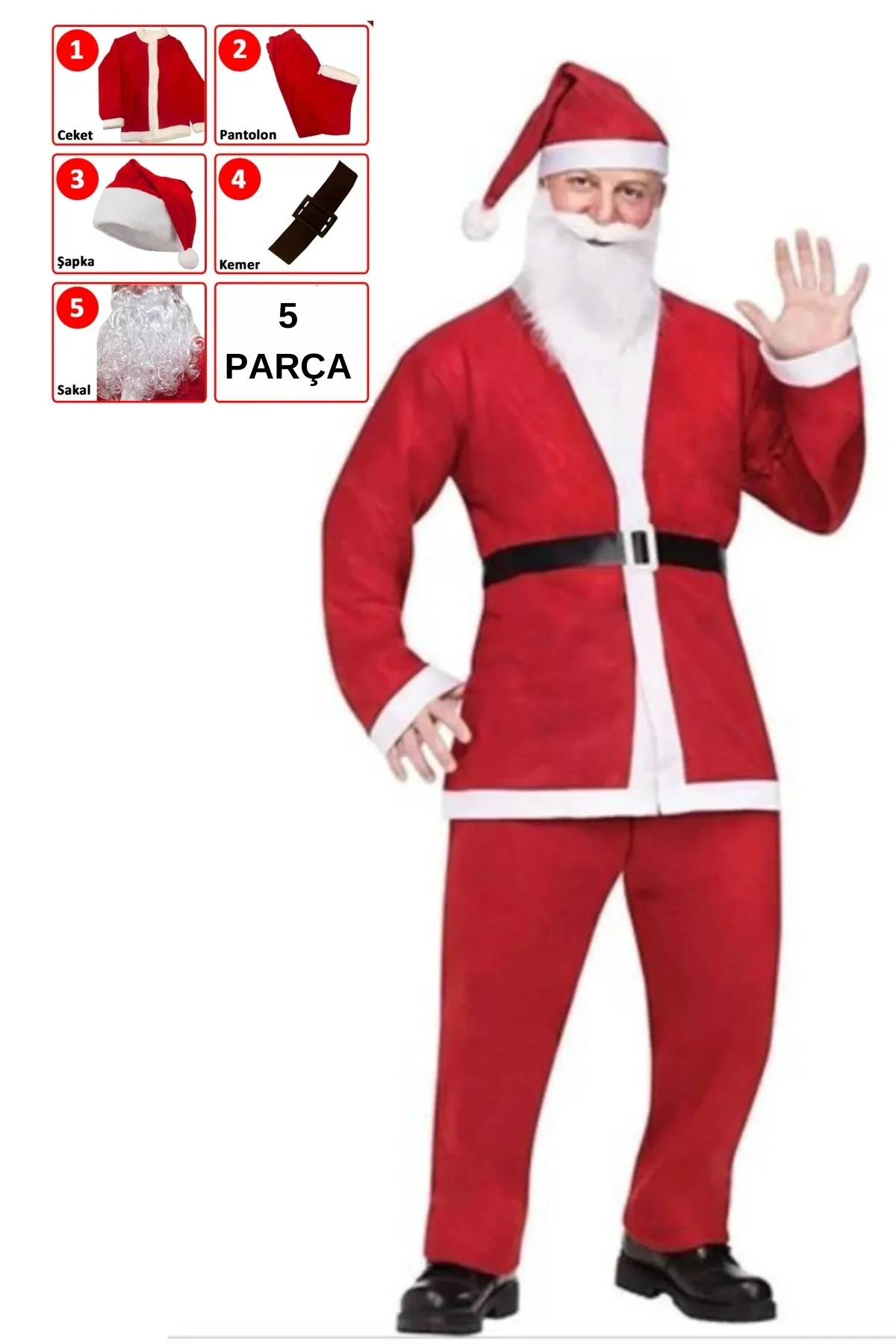 Erkek Santa Claus Kostümü Kırmızı Peluş Detaylı Yılbaşı Kutlama Partisi Kışlık Noel Kıyafeti Takımı Erkek Santa Claus Kostümü Kırmızı Peluş Detaylı Yılbaşı Kutlama Partisi Kışlık Noel Kıyafeti Takımı
