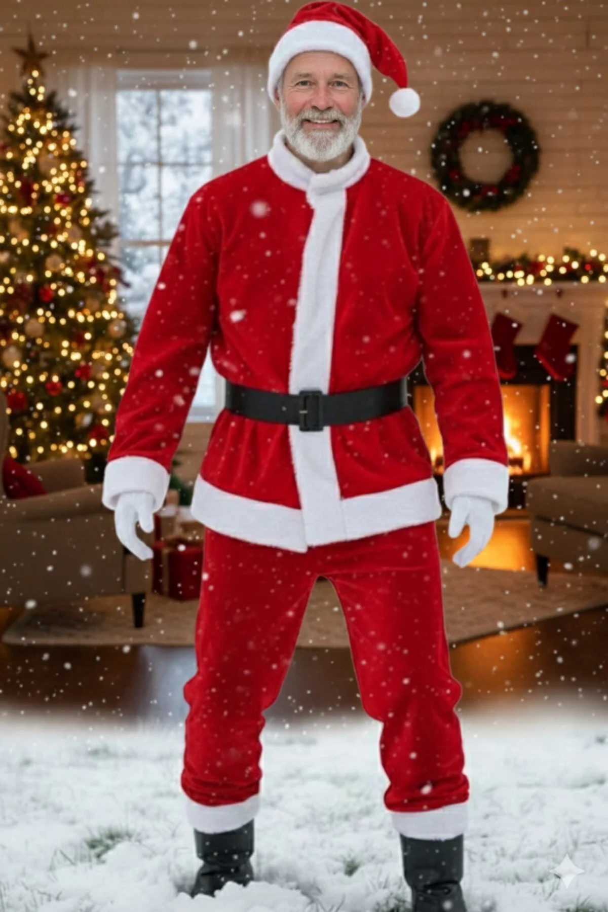 Erkek Santa Claus Kostümü Kırmızı Peluş Detaylı Yılbaşı Kutlama Partisi Kışlık Noel Kıyafeti Takımı Erkek Santa Claus Kostümü Kırmızı Peluş Detaylı Yılbaşı Kutlama Partisi Kışlık Noel Kıyafeti Takımı