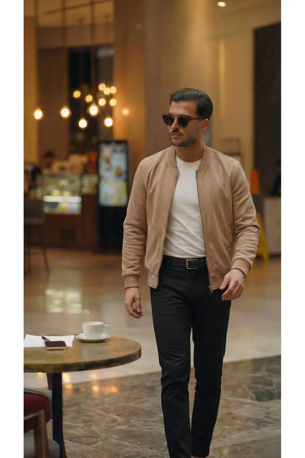 Erkek Scuba Süet Kumaş Bomber Hırka