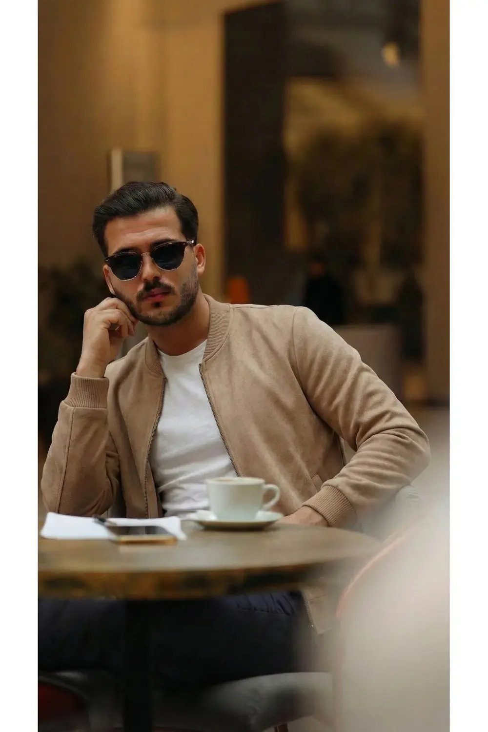 Erkek Scuba Süet Kumaş Bomber Hırka