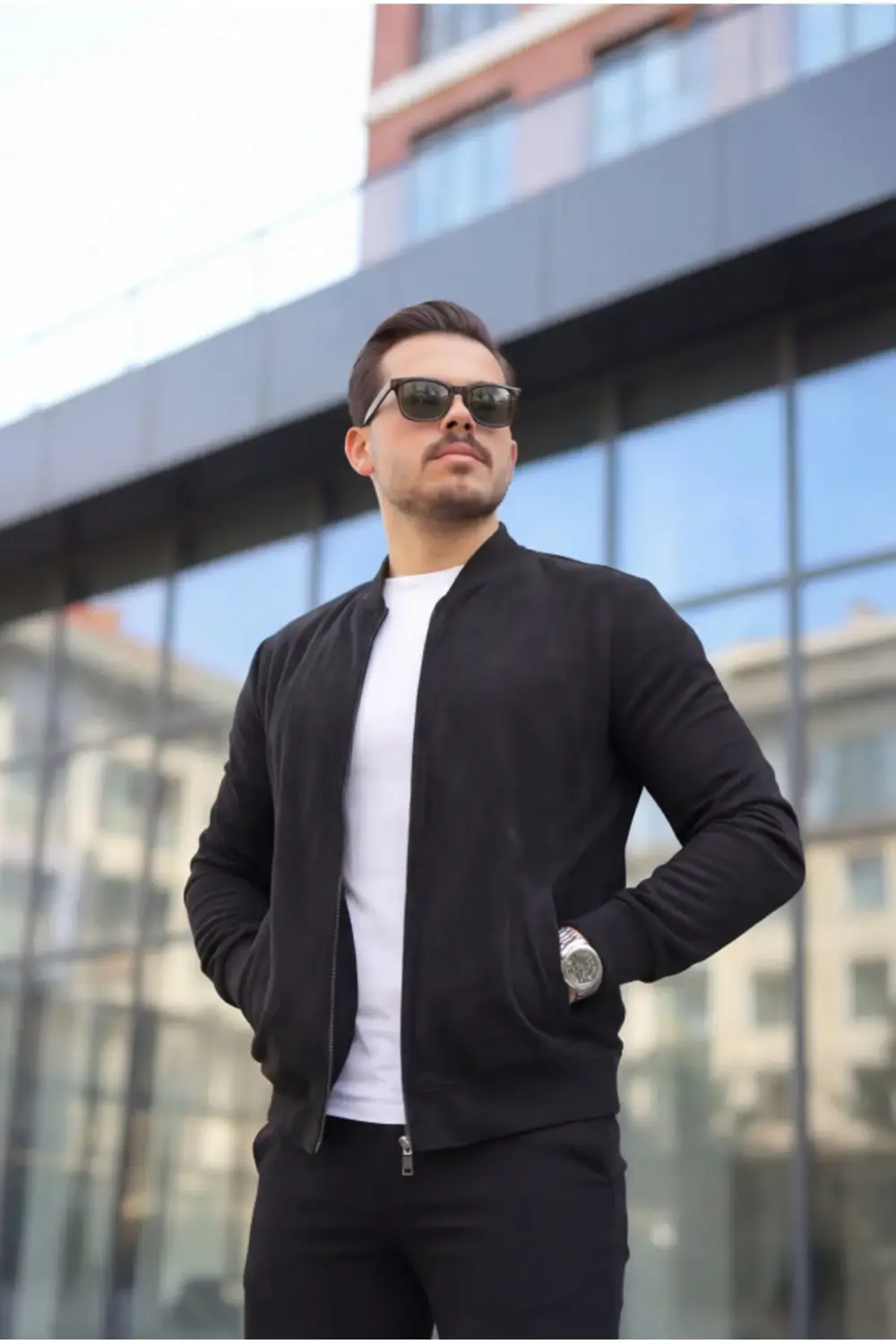 Erkek Scuba Süet Kumaş Bomber Hırka