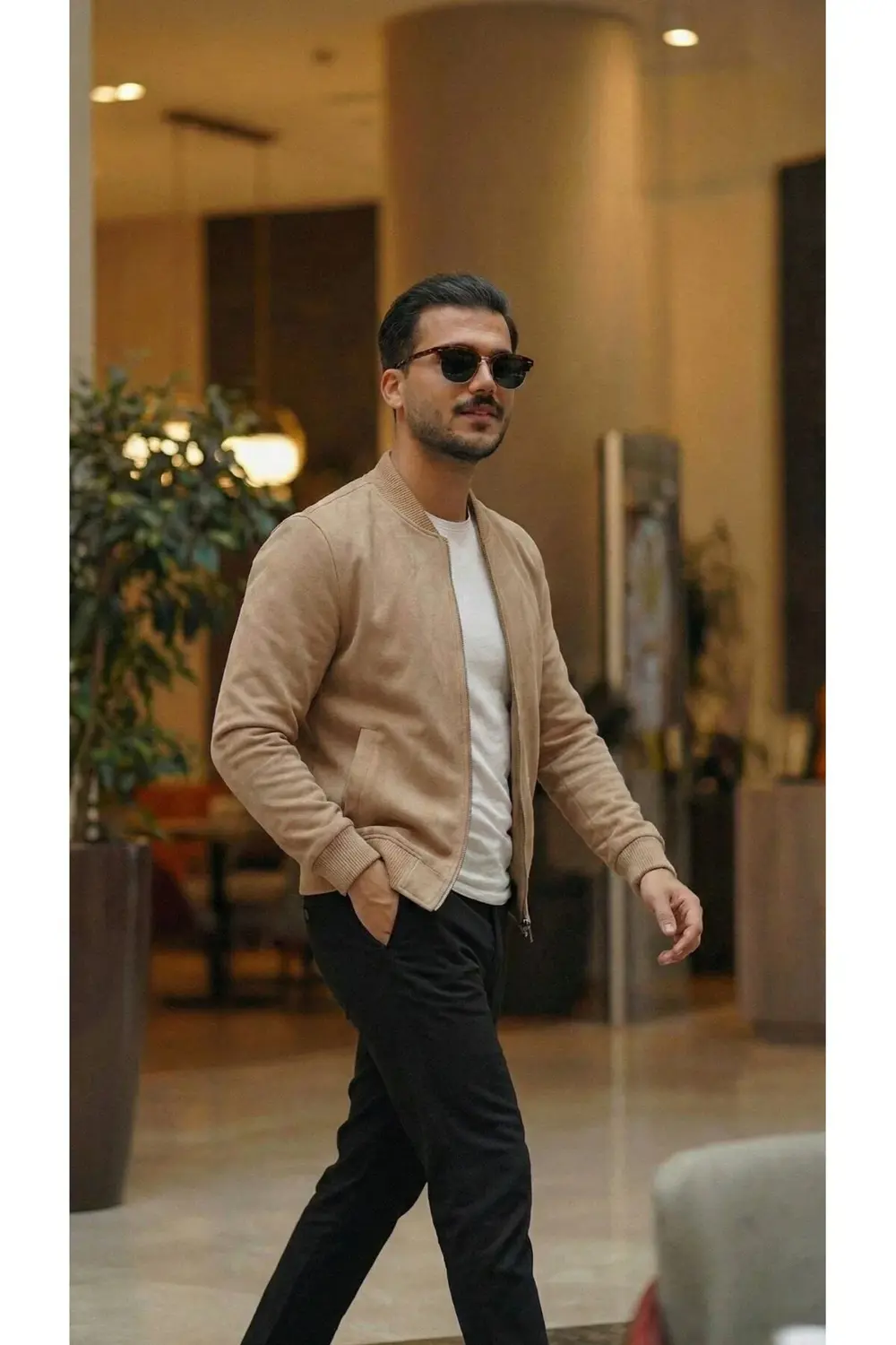 Erkek Scuba Süet Kumaş Bomber Hırka