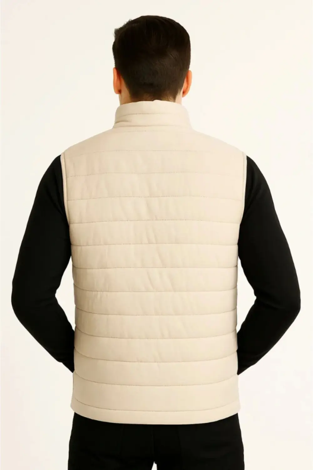 Erkek Şişme Fermuarlı Yelek Su Itici Kapitone Astarlı Kumaş Cepli