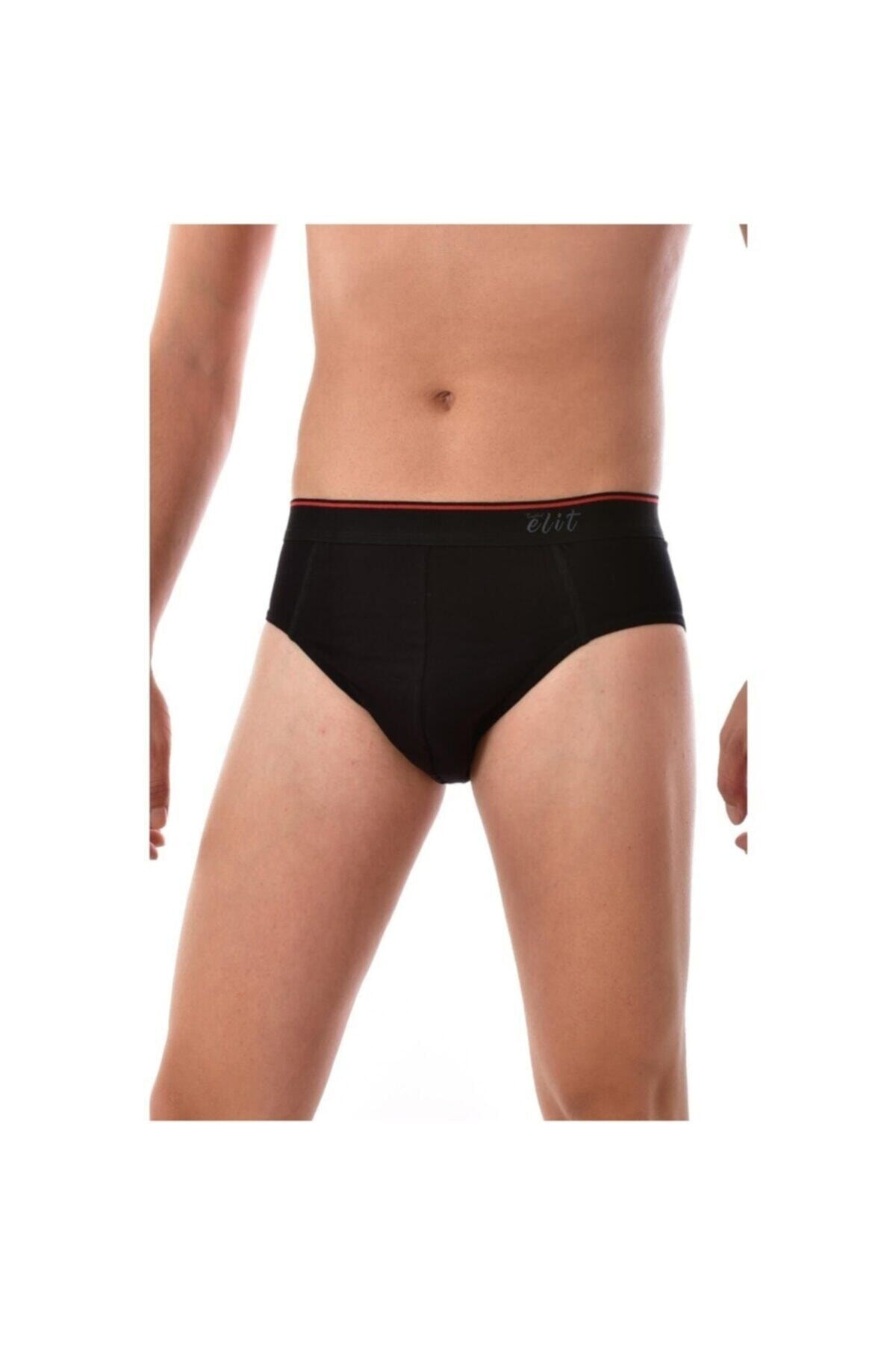 Erkek Siyah 3'lü Paket Likralı Pamuk Kemerli Slip Tutku-elit01