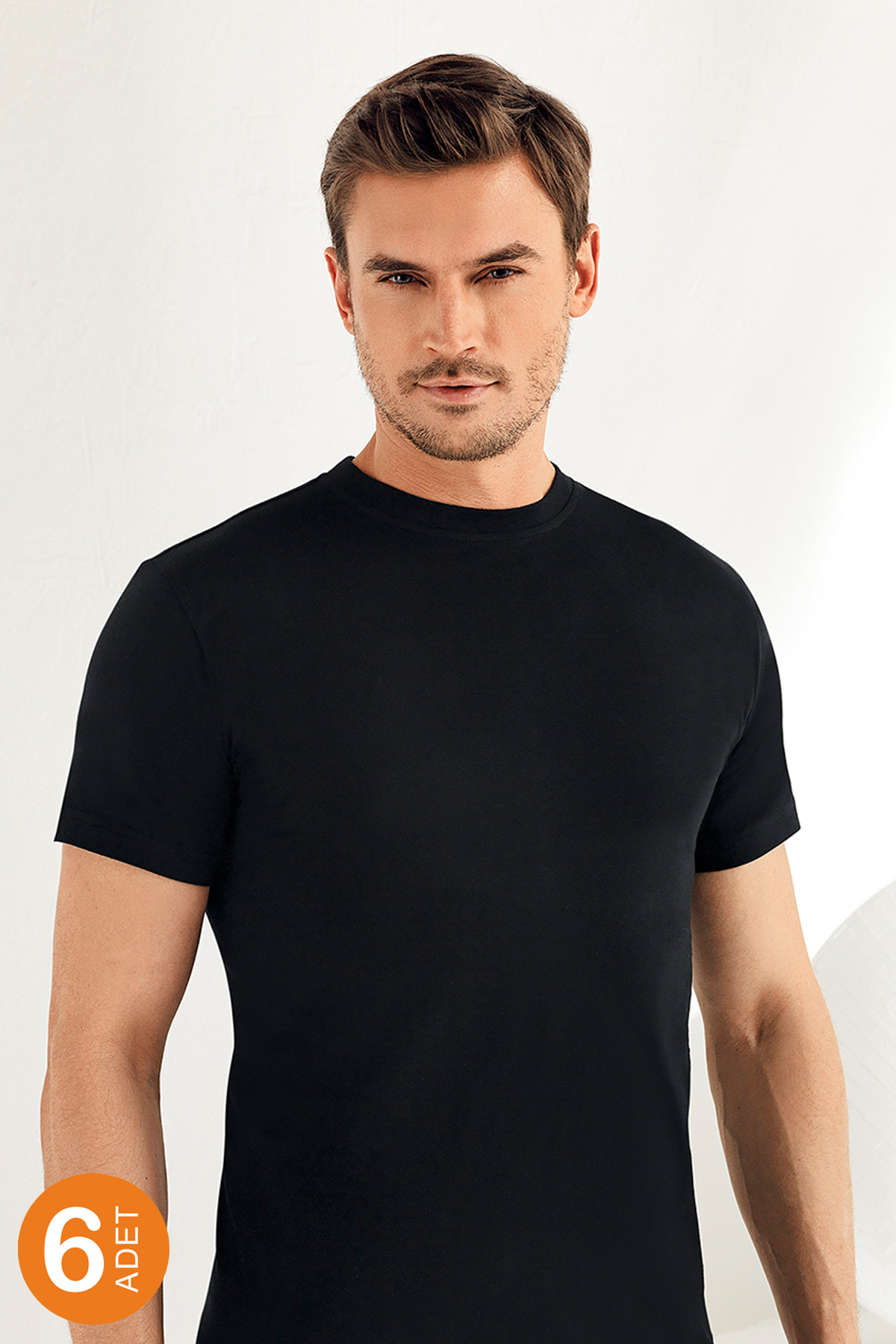 Erkek Siyah 6 lı Paket %100 Pamuk Atlet Me004