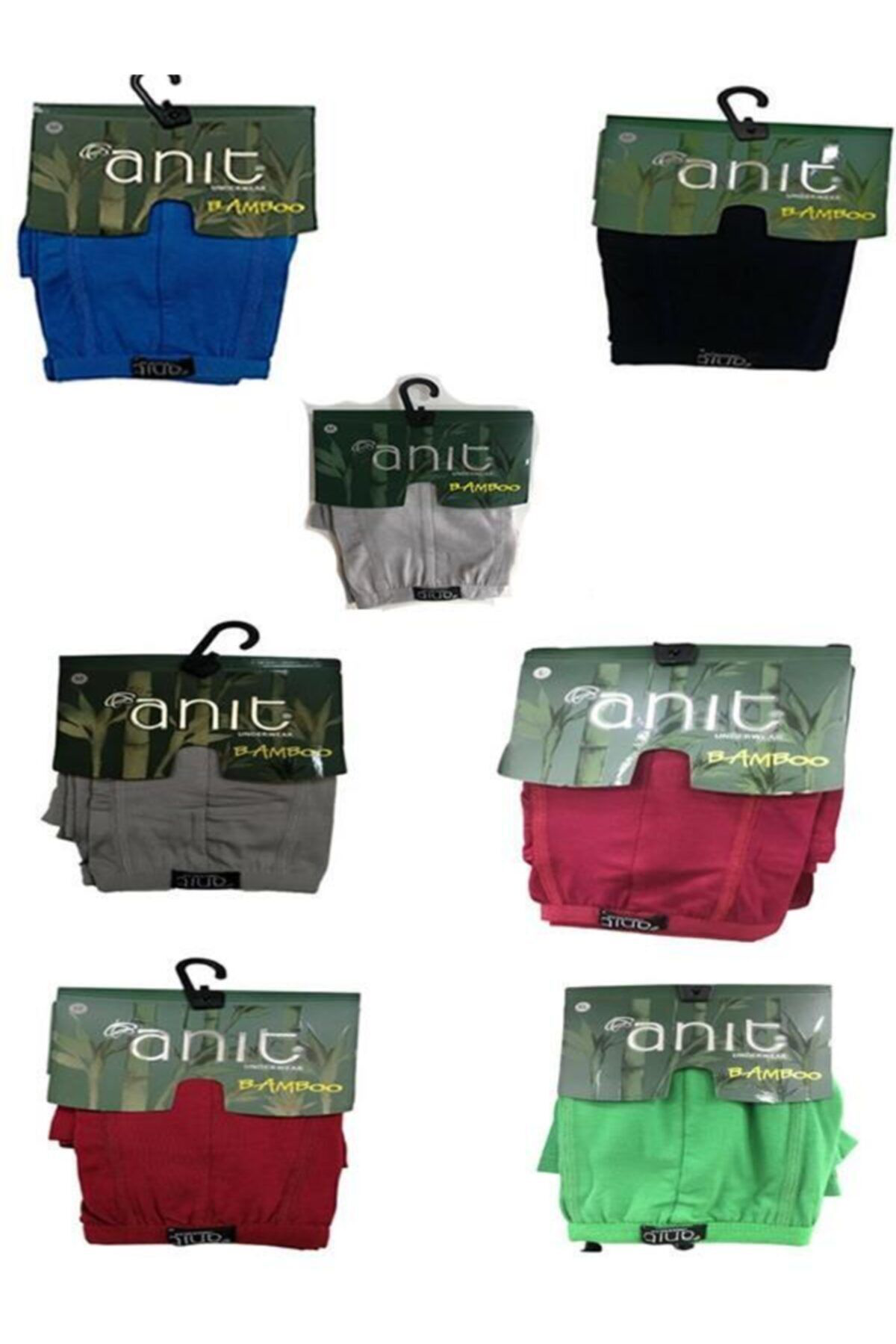 Erkek Siyah Bambu Ince Lastik Lux Düz Renk Karışık Boxer 4'lü