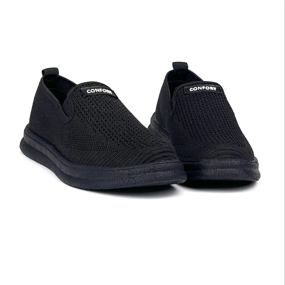 Erkek Siyah Çok Hafif Triko Bağcıksız Esnek Hafif Günlük Casual S