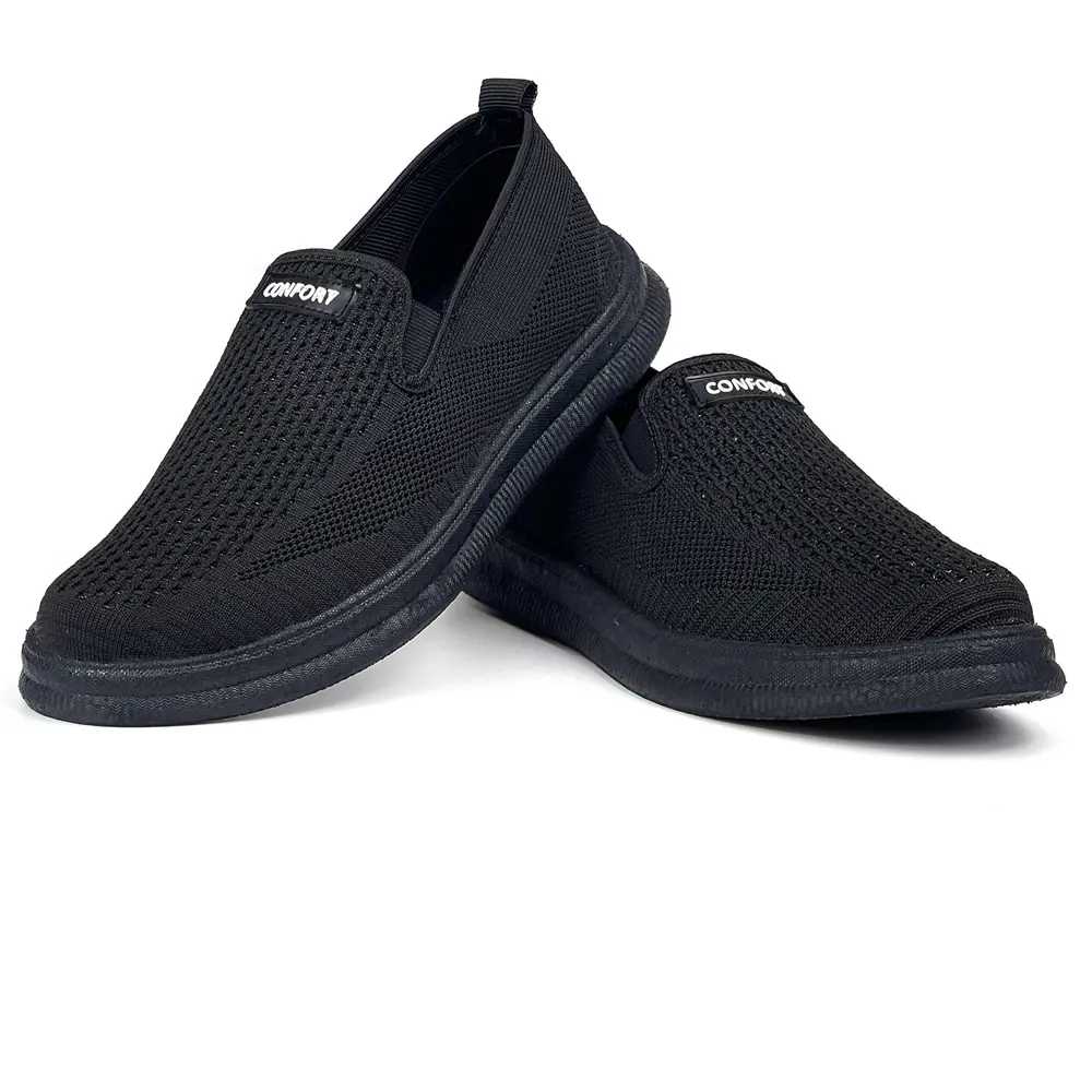 Erkek Siyah Çok Hafif Triko Bağcıksız Esnek Hafif Günlük Casual S