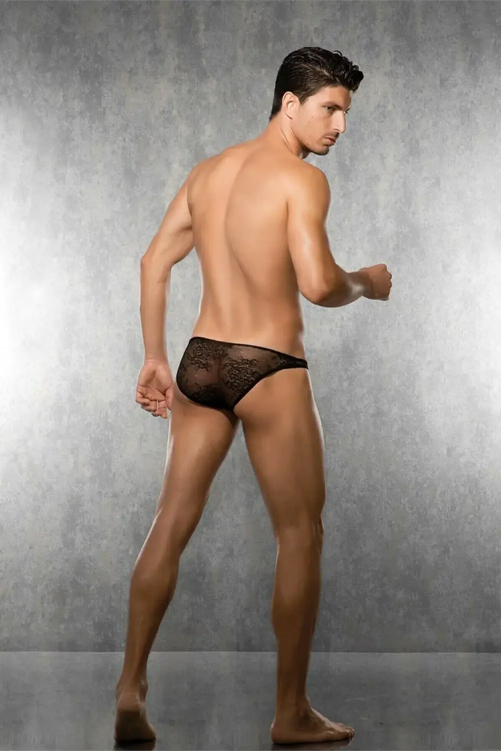 Erkek Siyah Dantelli Transparan Slip Külot 1367