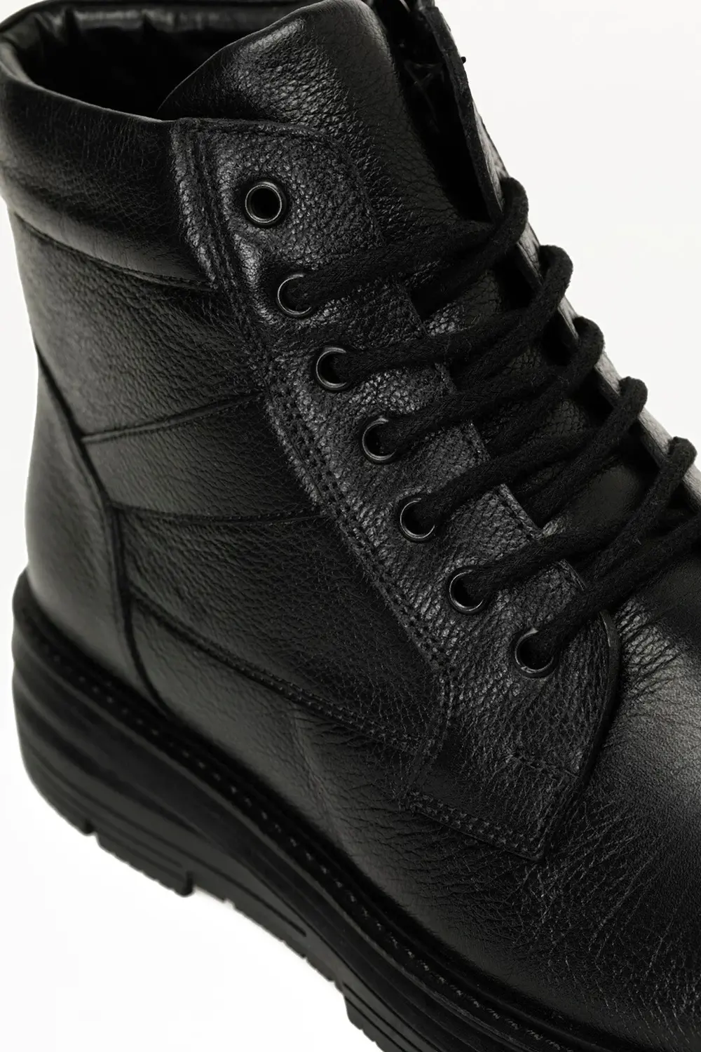 Erkek Siyah Hakiki Deri Kaymaz Taban Bot 40-41-42-43-44-45 Numara