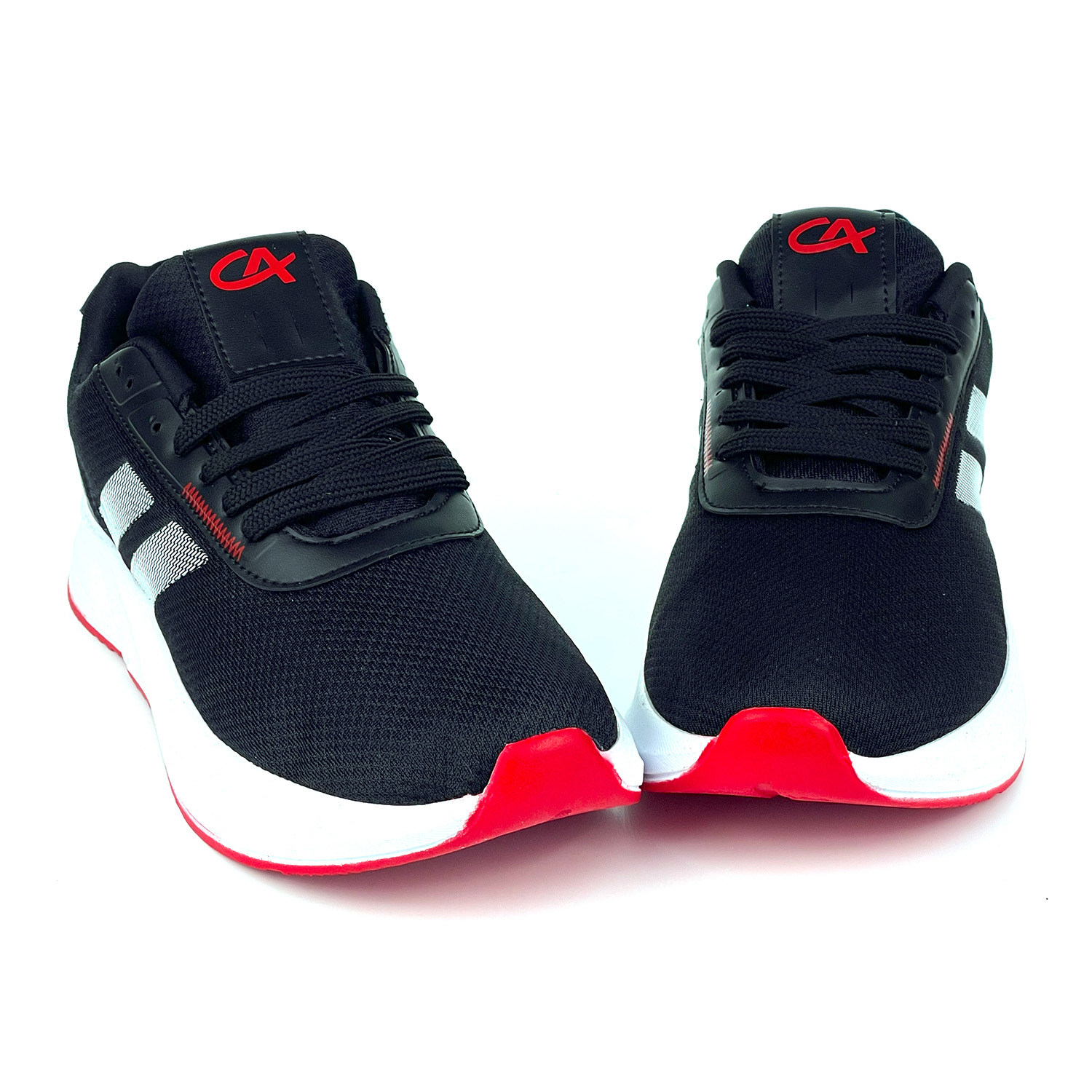 Kajila Erkek Siyah Kırmızı Bağcıklı Nefes Alan Esnek Hafif Günlük Sneake