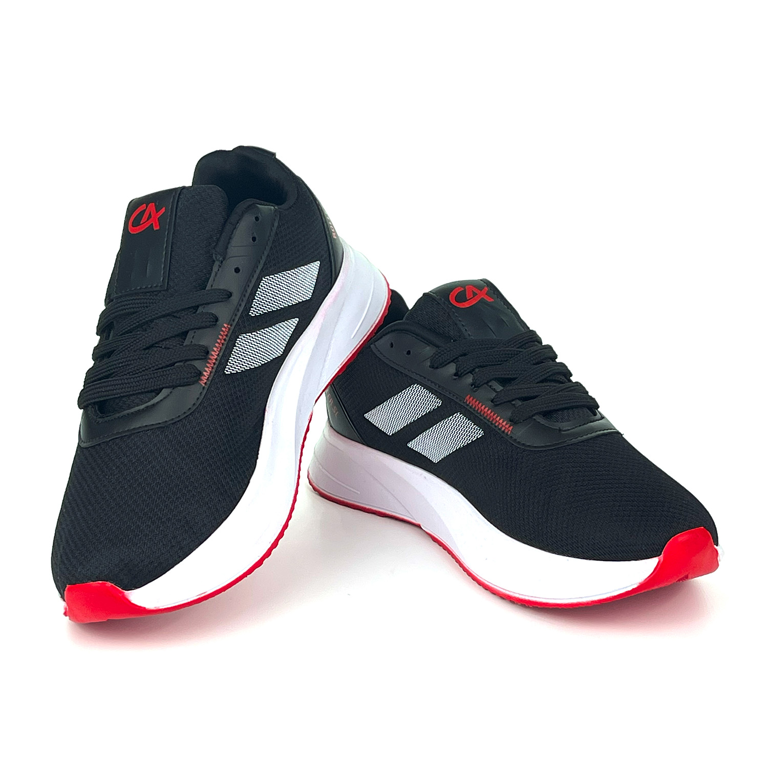 Kajila Erkek Siyah Kırmızı Bağcıklı Nefes Alan Esnek Hafif Günlük Sneake