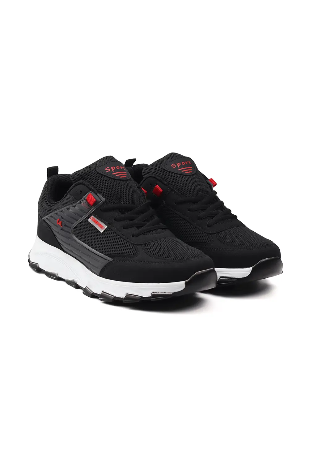 Erkek Siyah Kırmızı Spor Ayakkabı Rahat Yürüyüş Koşu Günlük Sneak