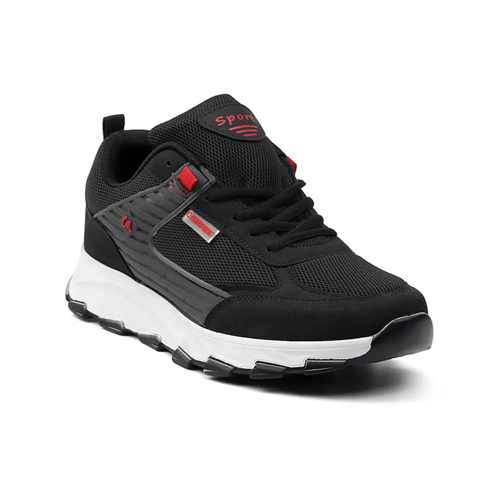 Erkek Siyah Kırmızı Spor Ayakkabı Rahat Yürüyüş Koşu Günlük Sneak