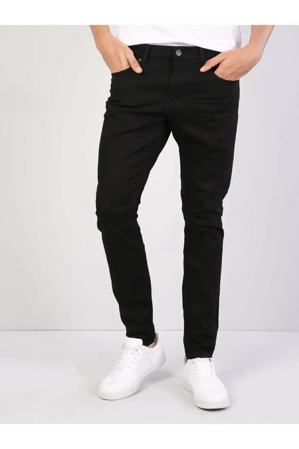 Erkek Siyah Likralı Okul Pantolonu - Siyah Dar Kesim Likralı Okul