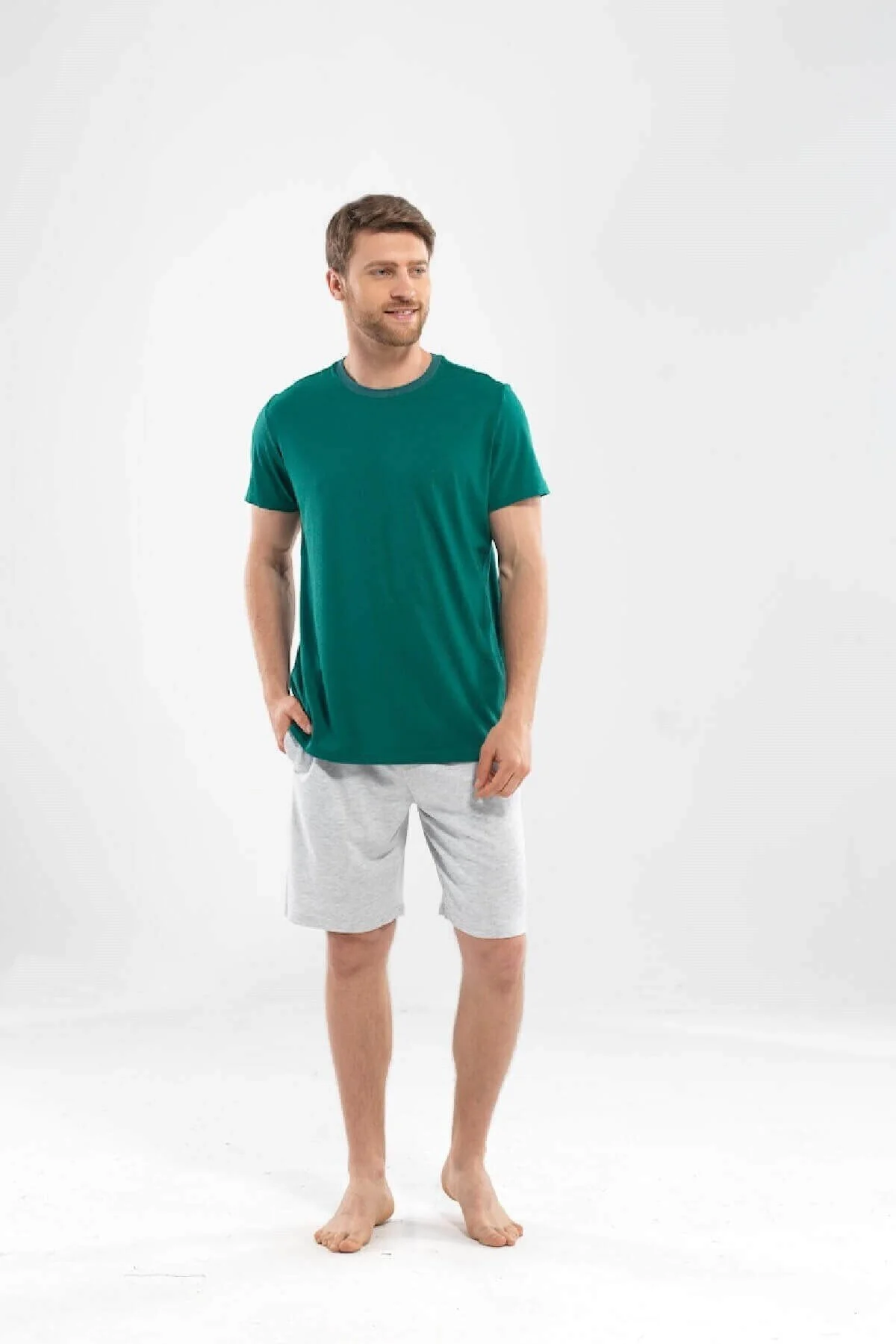 Erkek Siyah Modal Bisiklet Yaka T-shirt