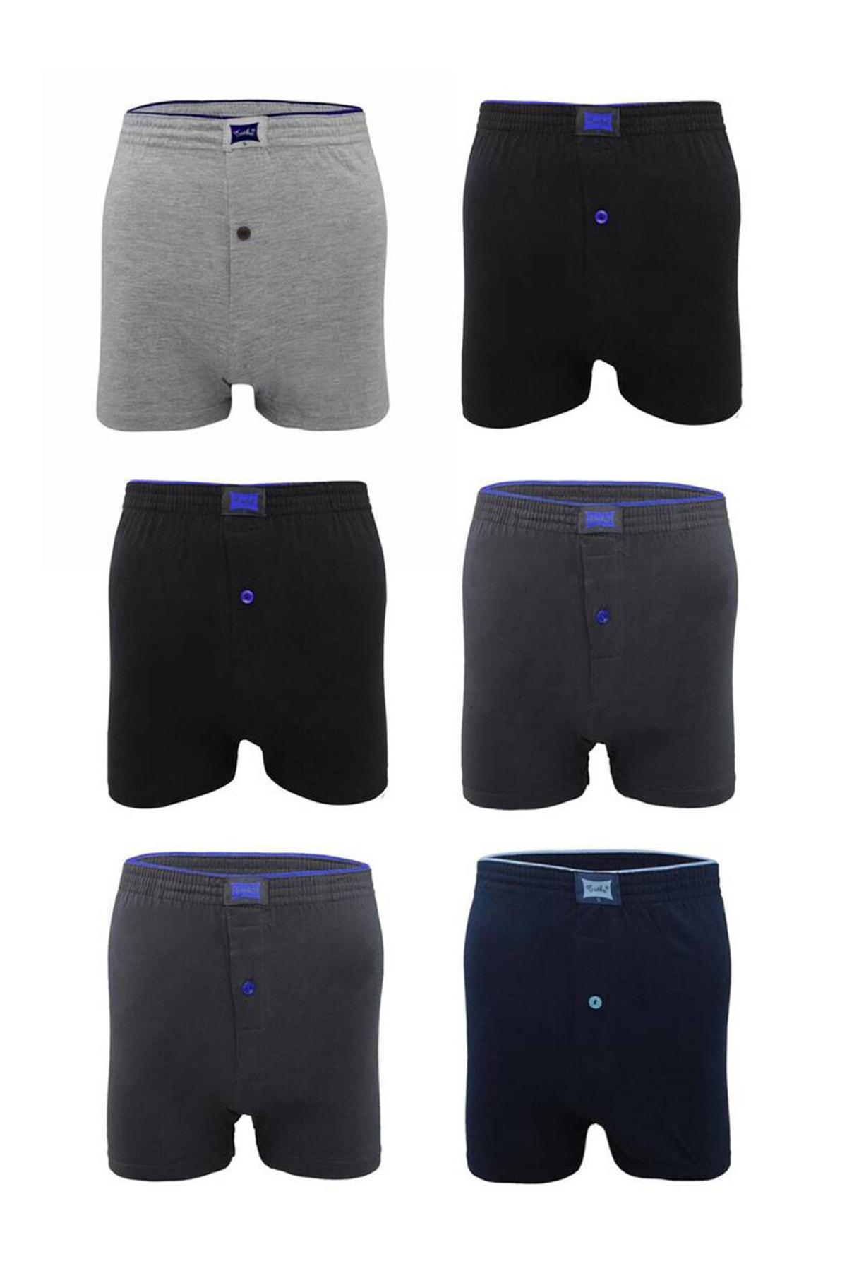 Erkek Siyah Penye Düz Boxer 6'lı Paket 117