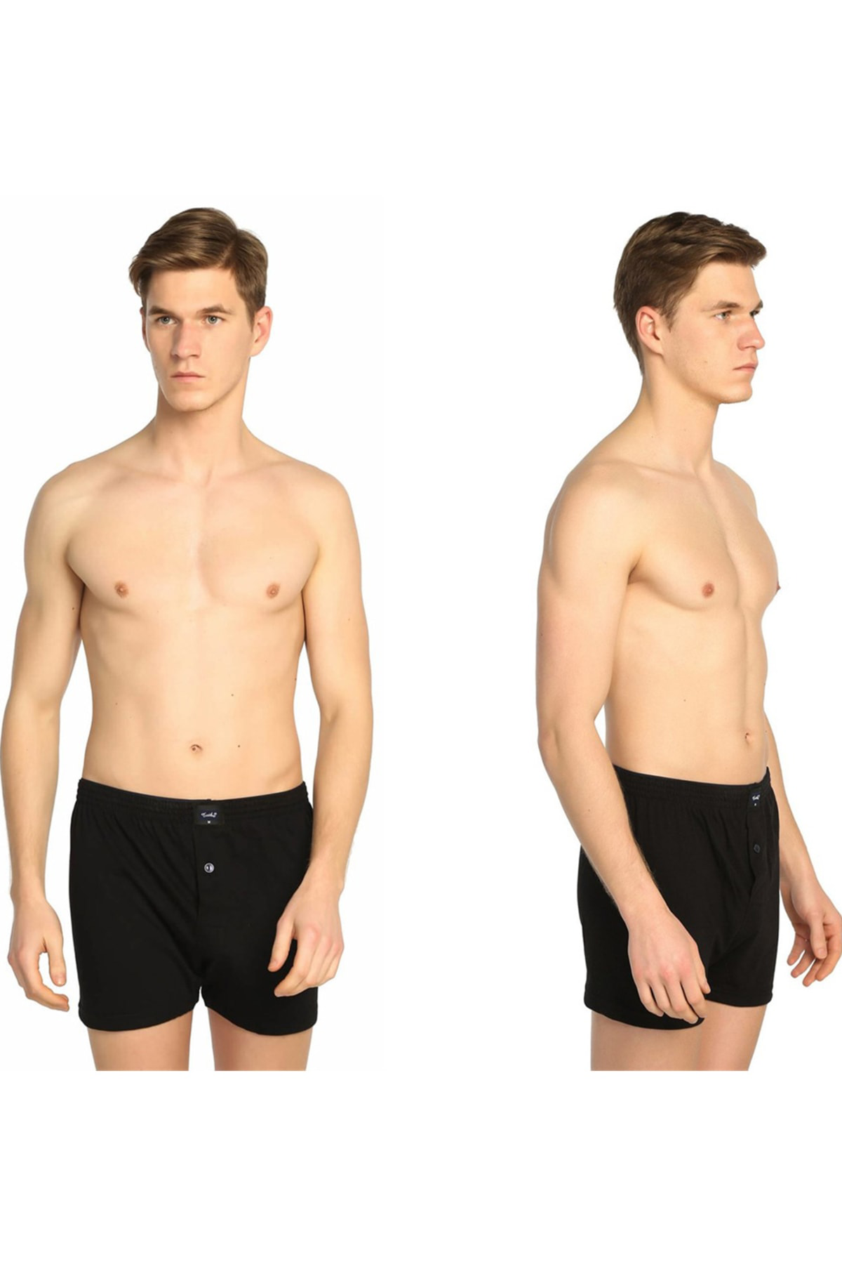 Erkek Siyah Penye Düz Boxer 6'lı Paket 117