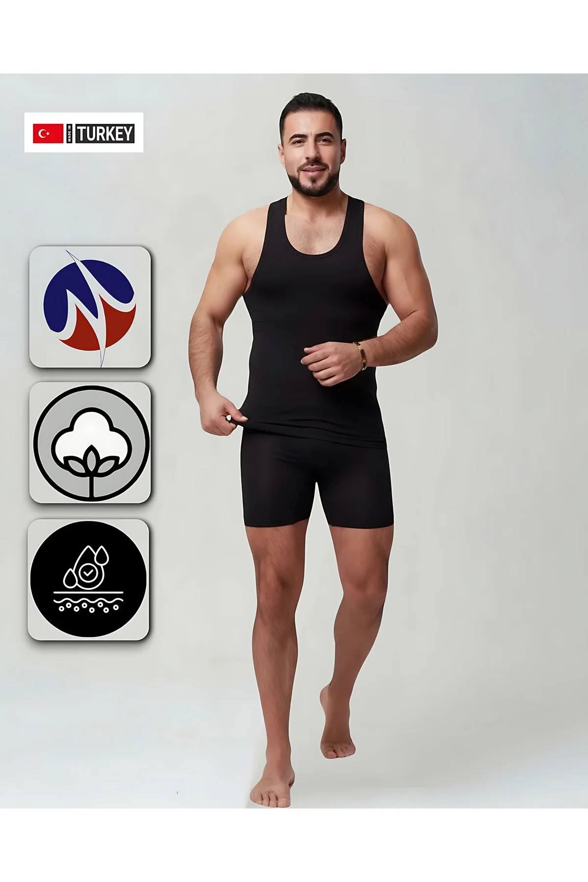 Erkek Siyah Takım Özel Kutuda Uzun Kesim Boxer Sporcu Atlet