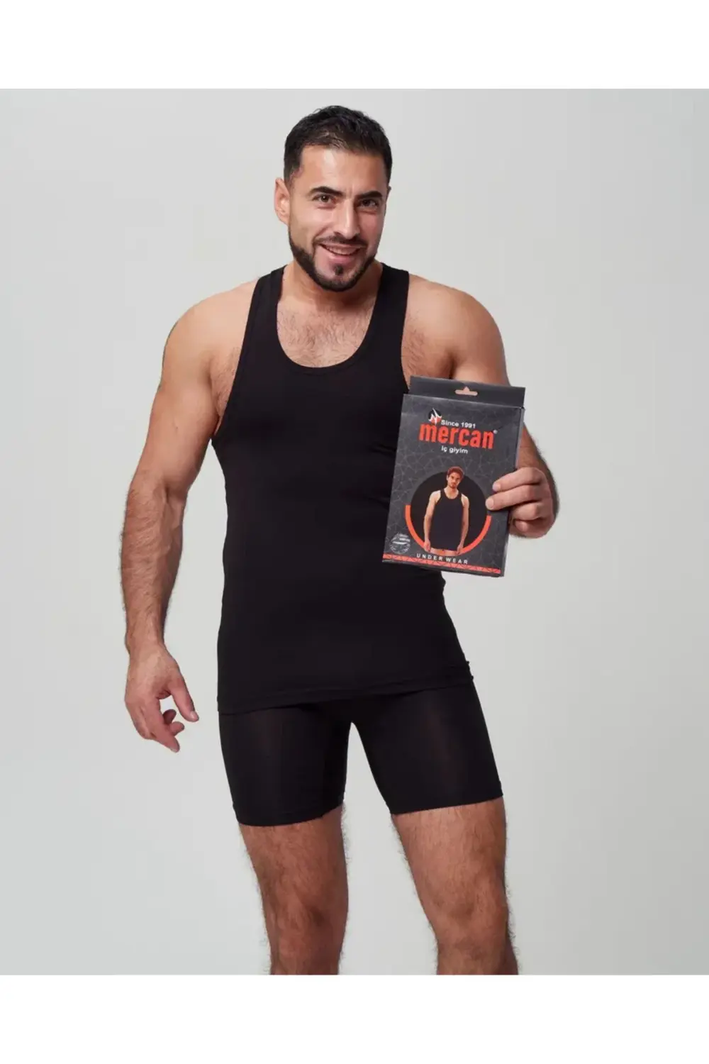 Erkek Siyah Takım Özel Kutuda Uzun Kesim Boxer Sporcu Atlet