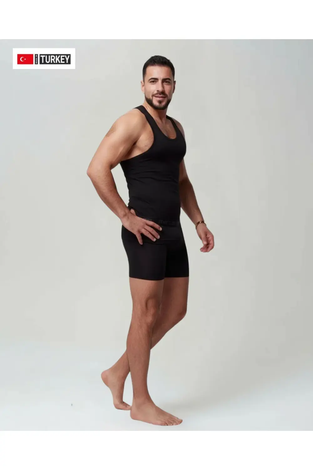 Erkek Siyah Takım Özel Kutuda Uzun Kesim Boxer Sporcu Atlet