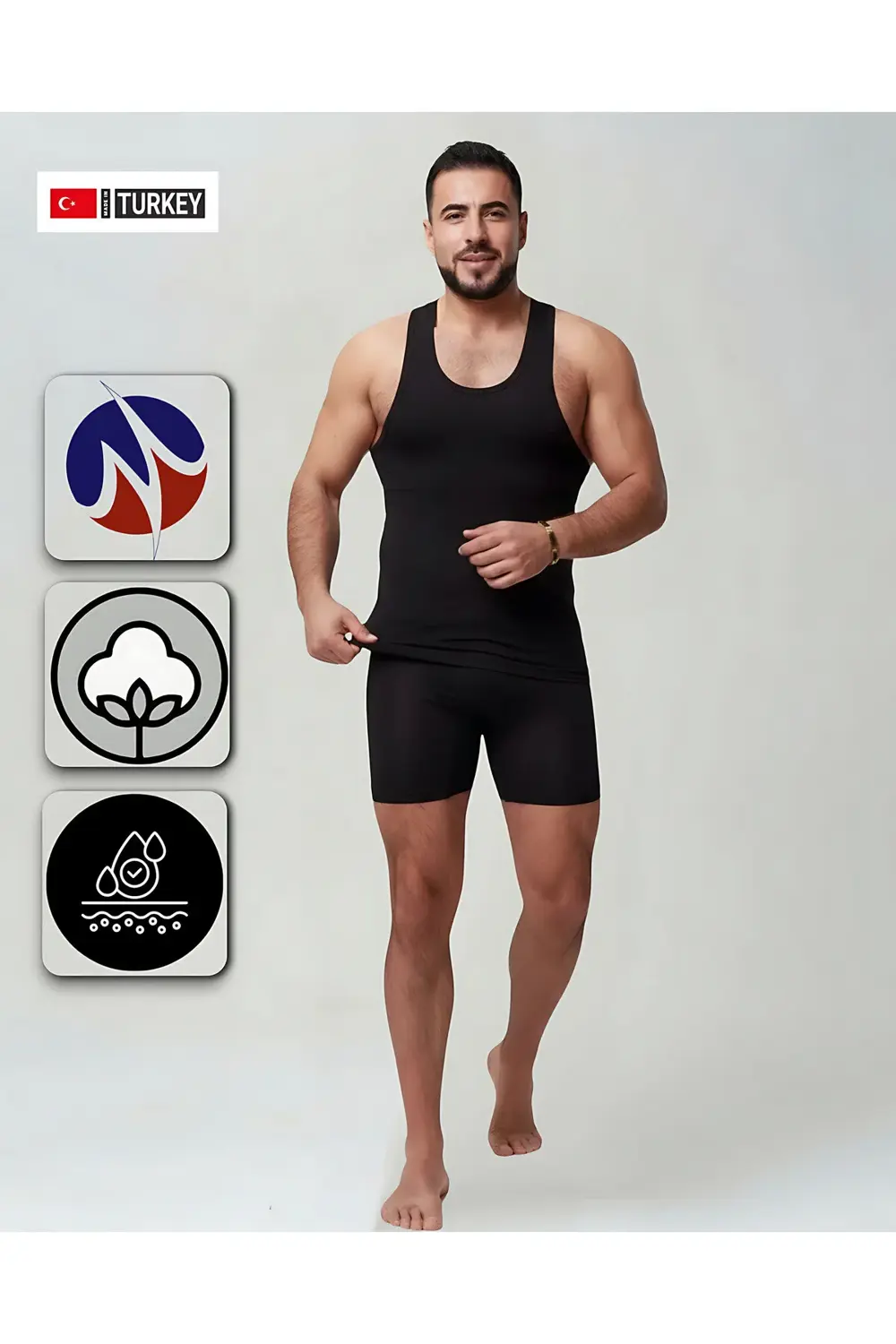 Erkek Siyah Takım Özel Kutuda Uzun Kesim Boxer Sporcu Atlet