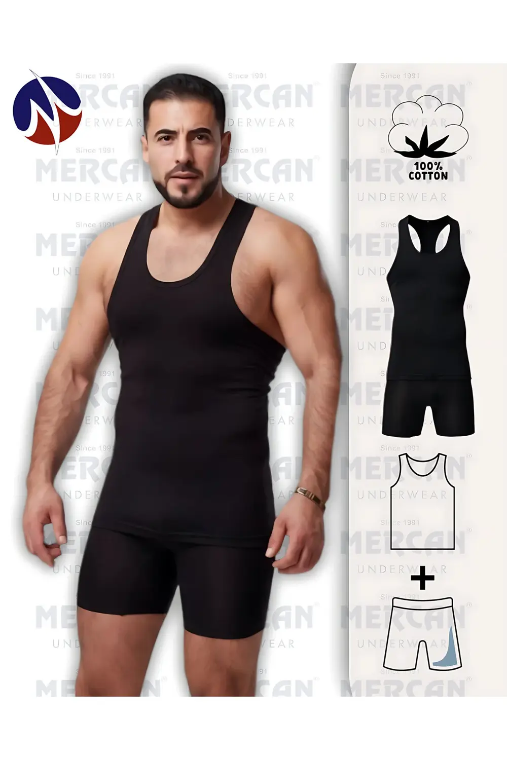 Erkek Siyah Takım Özel Kutuda Uzun Kesim Boxer Sporcu Atlet