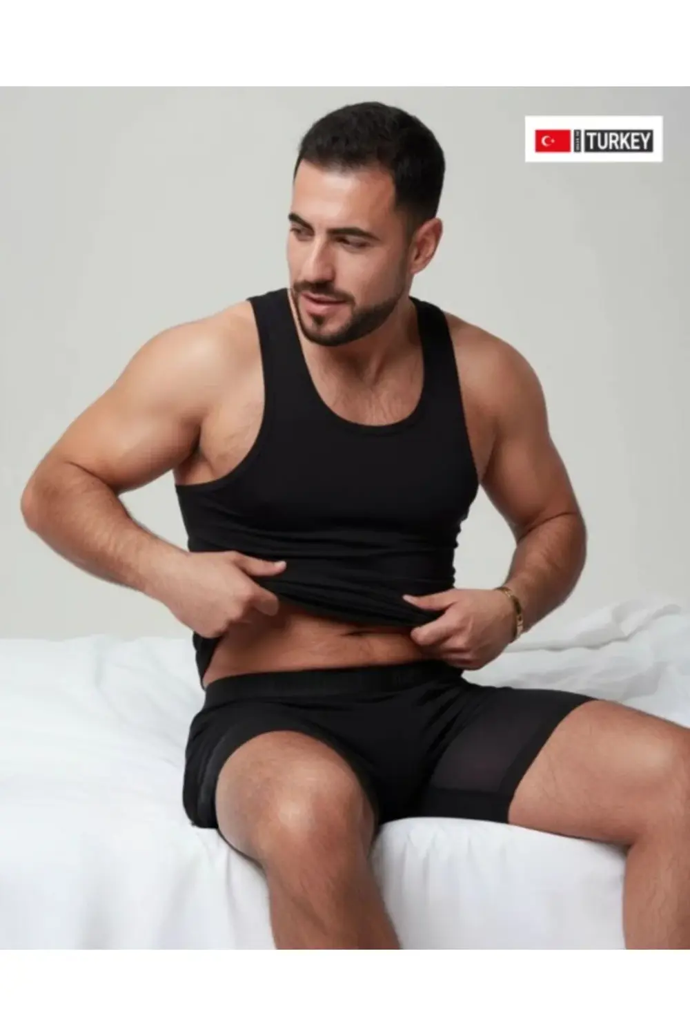 Erkek Siyah Takım Özel Kutuda Uzun Kesim Boxer Sporcu Atlet