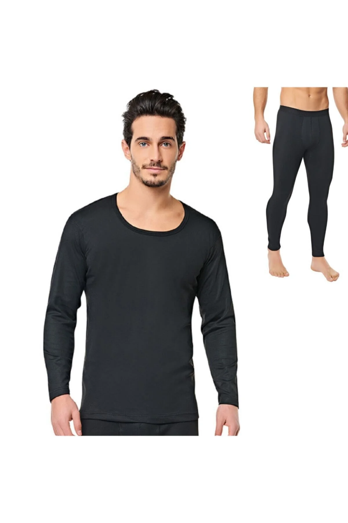 Erkek Siyah Termal Alt + Üst Tayt Içlik Fanila Thermal (model No-0125-0126)