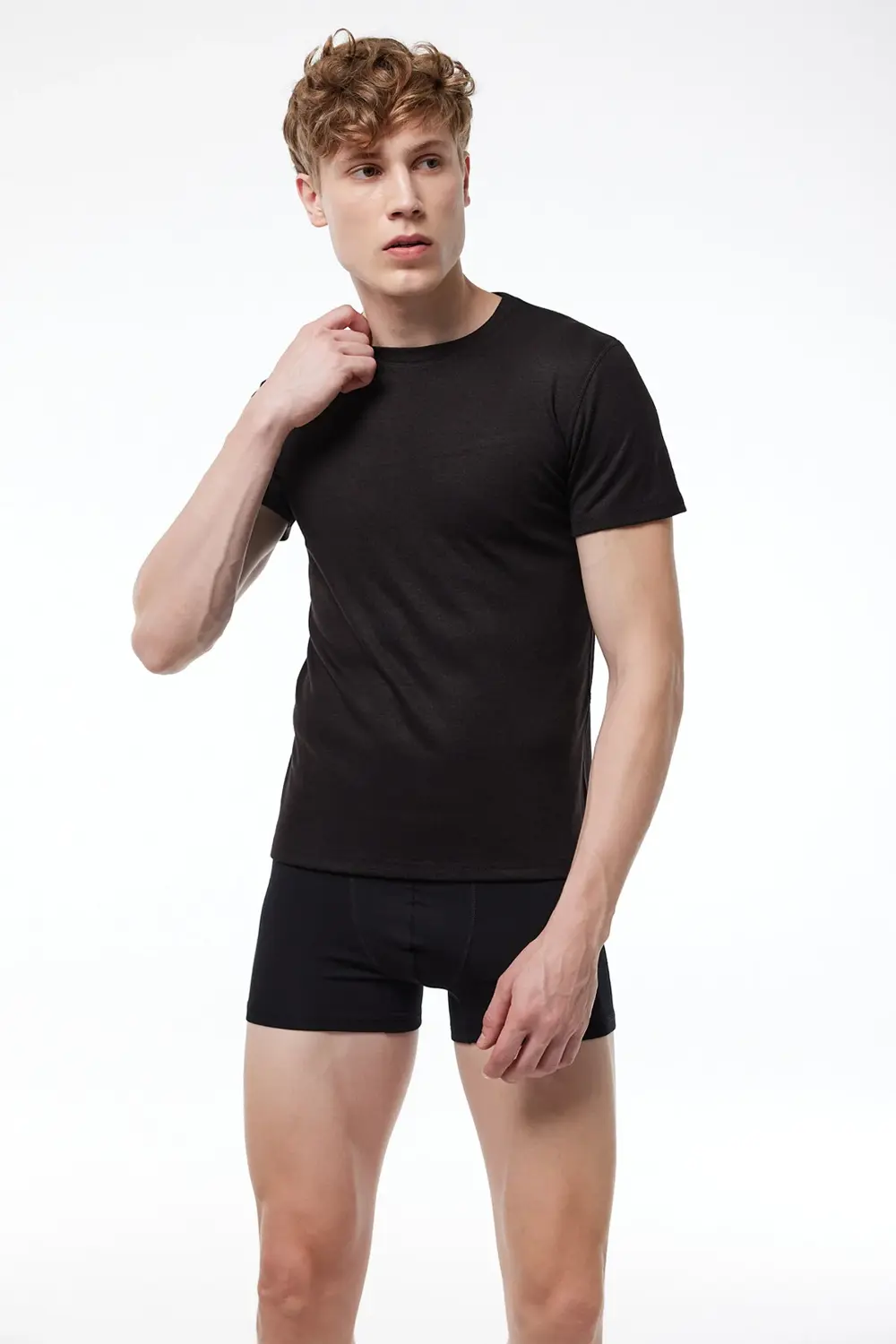 Erkek Siyah Yuvarlak Yaka Kısa Kollu Viloft Termal Üst Içlik 606