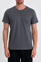 Erkek Slim Fit %100 Pamuk Bisiklet Yaka Basic Tişört FÜME