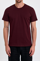 Erkek Slim Fit %100 Pamuk Bisiklet Yaka Basic Tişört BORDO
