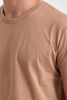 Erkek Slim Fit %100 Pamuk Bisiklet Yaka Basic Tişört KARAMEL