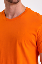 Erkek Slim Fit %100 Pamuk Bisiklet Yaka Basic Tişört TURUNCU