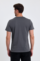 Erkek Slim Fit %100 Pamuk Bisiklet Yaka Basic Tişört FÜME