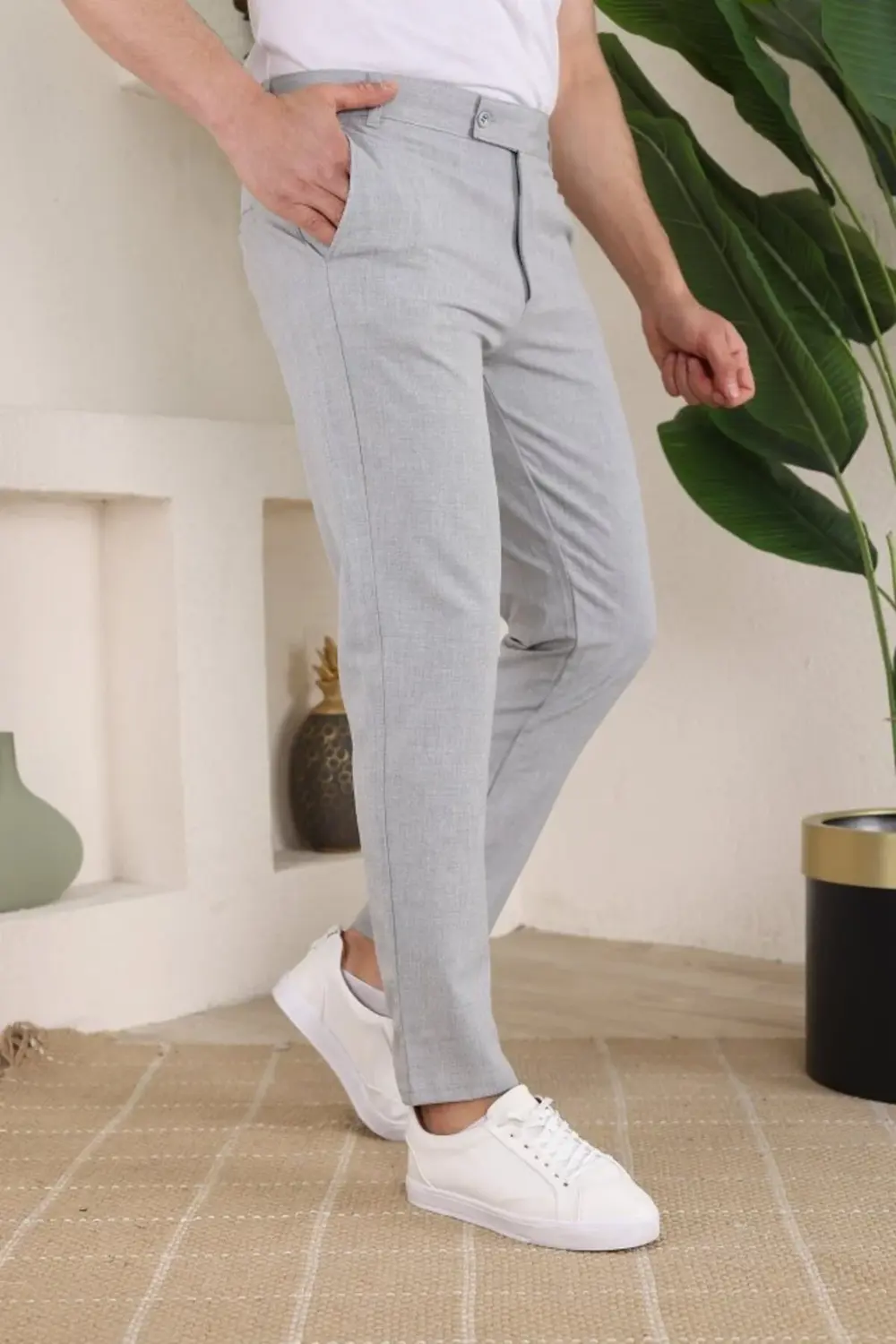 Erkek Slim Fit Dilli Kumaş Pantolon